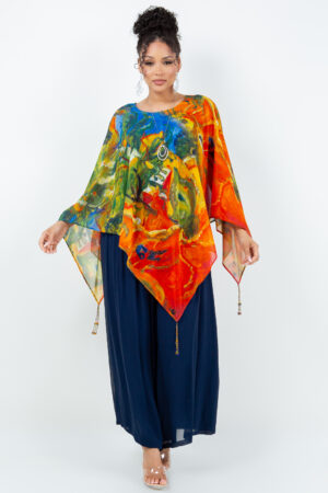 5987 PONCHO Orange/Multi